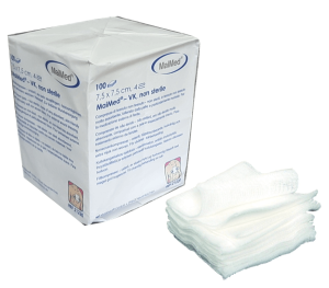 Kompresy włókninowe niejałowe 7,5 cm x 7,5 cm 4 warstwy 100 sztuk VK Maimed