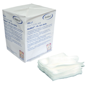 Kompresy włókninowe niejałowe 10 cm x 10 cm 4 warstwy 100 sztuk VK Maimed