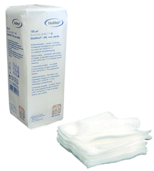 Kompresy z gazy niejałowe 8 warstw 17 nitek 5cm x 5 cm 100 sztuk MK Maimed