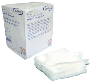 Kompresy z gazy niejałowe 8 warstw 17 nitek 10 cm x 10 cm 100 sztuk MK Maimed
