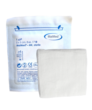 Kompres jałowy z gazy 5 cm x 5 cm 8 warstw 17 nitek 1 sztuka MK Maimed