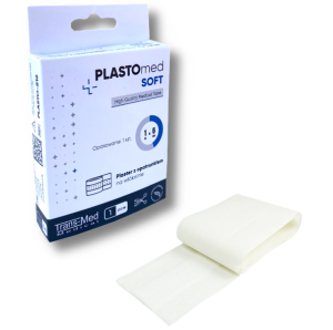 Plaster włókninowy hypoalergiczny z opatrunkiem 6 cm x 1 m Plastomed Soft