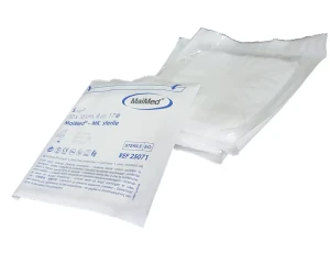 Kompresy jałowe z gazy 10 cm x 10 cm 8 warstw 17 nitek 1 x 5 sztuk MK Maimed