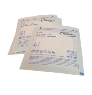 Kompresy włókninowe jałowe 10 cm x 10 cm 4 warstwy 1 x 2 sztuki VK Maimed