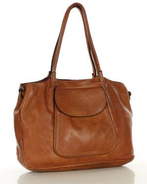 Torebka shopper skórzana A4 na ramię – brąz camel MARCO MAZZINI