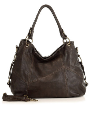 MARCO MAZZINI Miejska torebka skórzana na ramię city sholder handmade bag brąz caffe