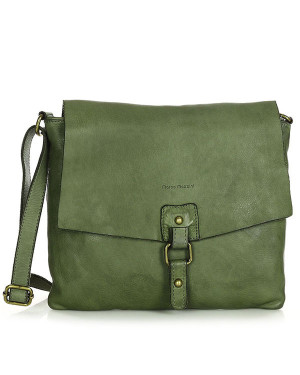 Torebka skórzana listonoszka stylowy minimalizm ala messenger leather bag - MARCO MAZZINI zielona