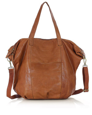 OKAZJA. Torba damska skórzana shopper z kieszeniami - It bag MARCO MAZZINI brąz camel