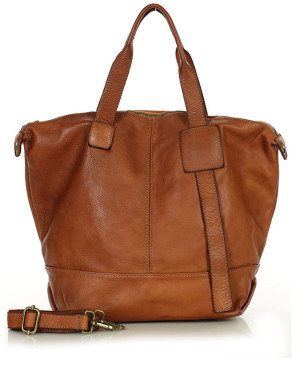 Torba shopper A4 z licznymi kieszonkami. Kolor Camel. MARCO MAZZINI