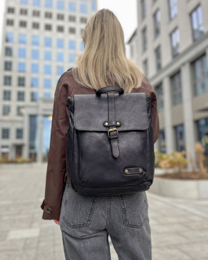 Oryginalny Miejski plecak skórzany w stylu old look handmade leather czarny