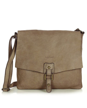 Torebka skórzana listonoszka stylowy minimalizm ala messenger leather bag - MARCO MAZZINI beż taupe