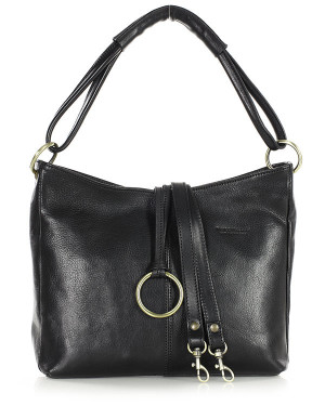 Klasyczna torba skórzana na ramię premium leather - MARCO MAZZINI czarna