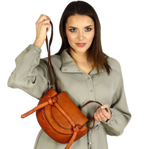 Marco Mazzini Torebka listonoszka skórzana saddle bag brąz camel