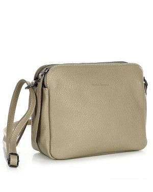 Torebka skórzana crossbody listonoszka dwie komory - MARCO MAZZINI beż cappuccino