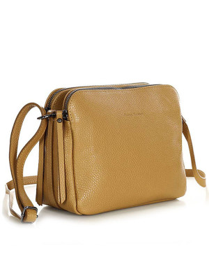 Torebka skórzana crossbody listonoszka dwie komory - MARCO MAZZINI brąz camel