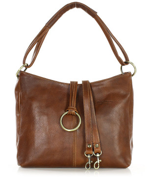 Klasyczna torba skórzana na ramię premium leather - MARCO MAZZINI brązowa