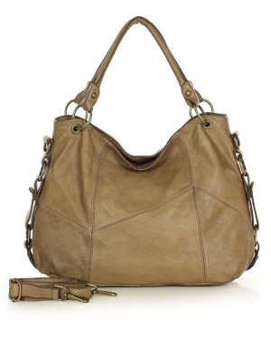 MARCO MAZZINI Miejska torebka skórzana na ramię city sholder handmade bag beżowy