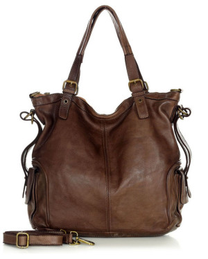 MARCO MAZZINI Miejska torba skórzana z regulowaną rączką old leather handmade czekoladowy brąz
