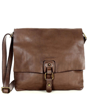 Torebka skórzana listonoszka stylowy minimalizm ala messenger leather bag - MARCO MAZZINI brąz