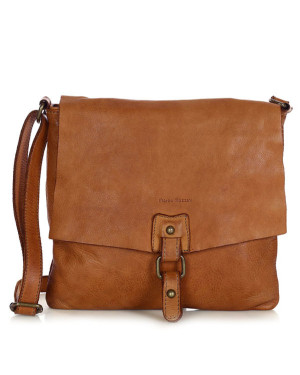 Torebka skórzana listonoszka stylowy minimalizm ala messenger leather bag - MARCO MAZZINI camel