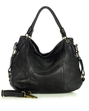 MARCO MAZZINI Miejska torebka skórzana na ramię city sholder handmade bag czarny