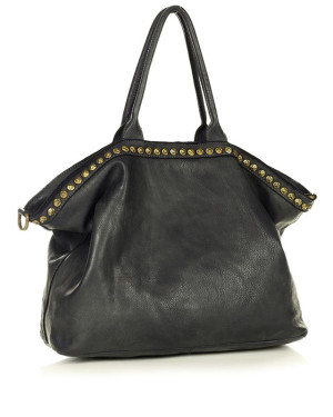 Duża torebka skórzana oversize style shopper bag - MARCO MAZZINI czarny