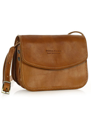 Torba skórzana przez ramię made in Toscana - MARCO MAZZINI camelowa
