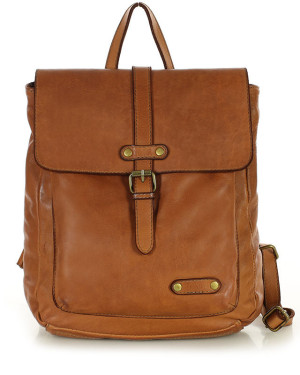 MARCO MAZZINI Miejski plecak skórzany w stylu old look handmade leather brąz camel
