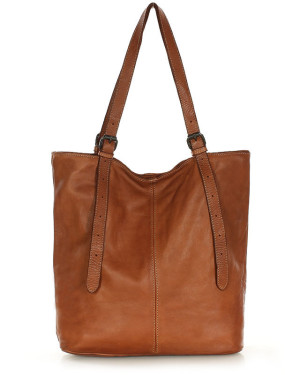 Torebka damska shopper z regulacją rączek skóra old pelle - MARCO MAZZINI brąz camel