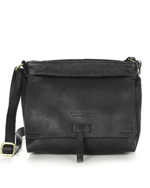 Torebka skórzana listonoszka damska messenger bag - MARCO MAZZINI czarny