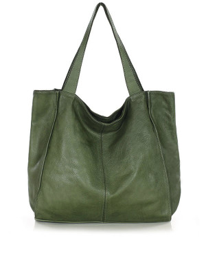 MARCO MAZZINI Torebka miejski shopper bag skóra naturalna handmade zielony