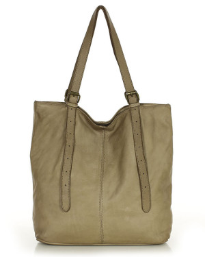 Torebka damska shopper z regulacją rączek skóra old pelle - MARCO MAZZINI beż taupe