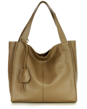 Modna torebka damska skórzany shopper bag - MARCO MAZZINI Portofino Max beżowy taupe