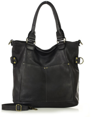 Torebka skórzana XL shopper vintage bag z kieszeniami vera pelle - MARCO MAZZINI czarny