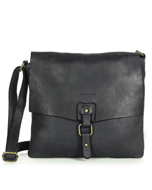 Torebka skórzana listonoszka stylowy minimalizm ala messenger leather bag - MARCO MAZZINI czarna