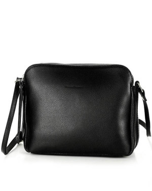 Torebka skórzana crossbody listonoszka dwie komory - MARCO MAZZINI czarna
