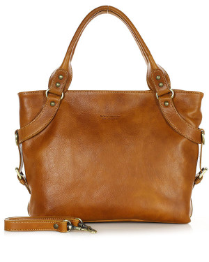 Torebka biznesowa damska kuferek skórzany premium bag - MARCO MAZZINI camel
