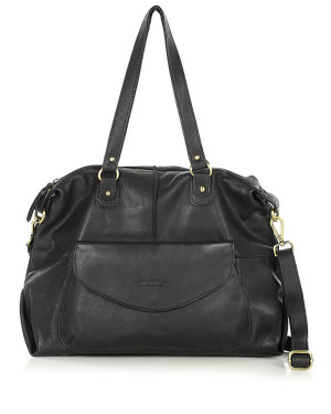 Elegancka skórzana torba na ramię A4 Marco Mazzini - Shopper bag czarna, pojemna do pracy