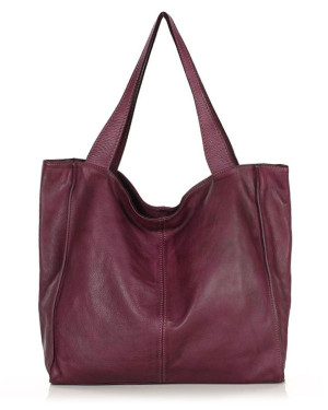 Torebka miejska shopper bag skóra naturalna handmade MARCO MAZZINI bordowa