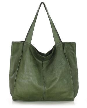 MARCO MAZZINI Torebka miejski shopper bag skóra naturalna handmade zielony