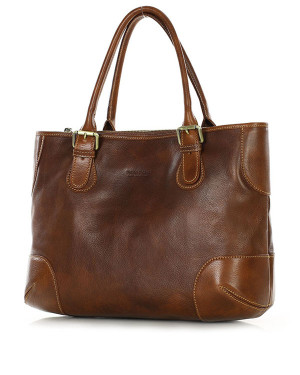 Torebka do ręki kuferek genuine leather made in Italy - MARCO MAZZINI brązowy