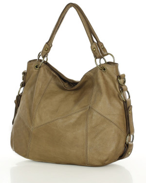 MARCO MAZZINI Miejska torebka skórzana na ramię city sholder handmade bag beżowy