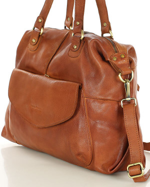 OKAZJA. Shopper bag torebka skórzana A4 do pracy - MARCO MAZZINI brąz camel