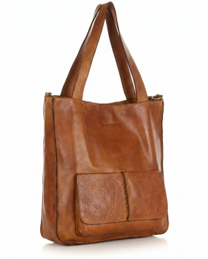 Torebka damska shopper A4 skóra naturalna - MARCO MAZZINI brąz camel