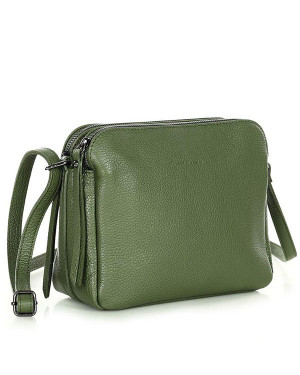 Torebka skórzana crossbody listonoszka dwie komory - MARCO MAZZINI militarny zielony