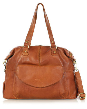Shopper bag torebka skórzana A4 do pracy - MARCO MAZZINI brąz camel