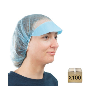 x100 Charlottes casquettes bleues jetables Mutexil