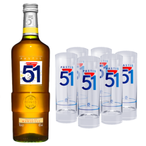 Pastis 51 + 6 Gläser Tubes