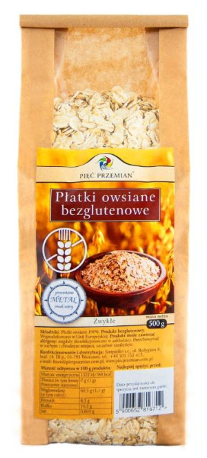 Płatki owsiane zwykłe 500g Pięć Przemian