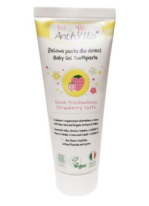 Pasta do zębów dla dzieci bez fluoru od pierwszego ząbka truskawkowa 75 ml BABY ANTHYLLIS